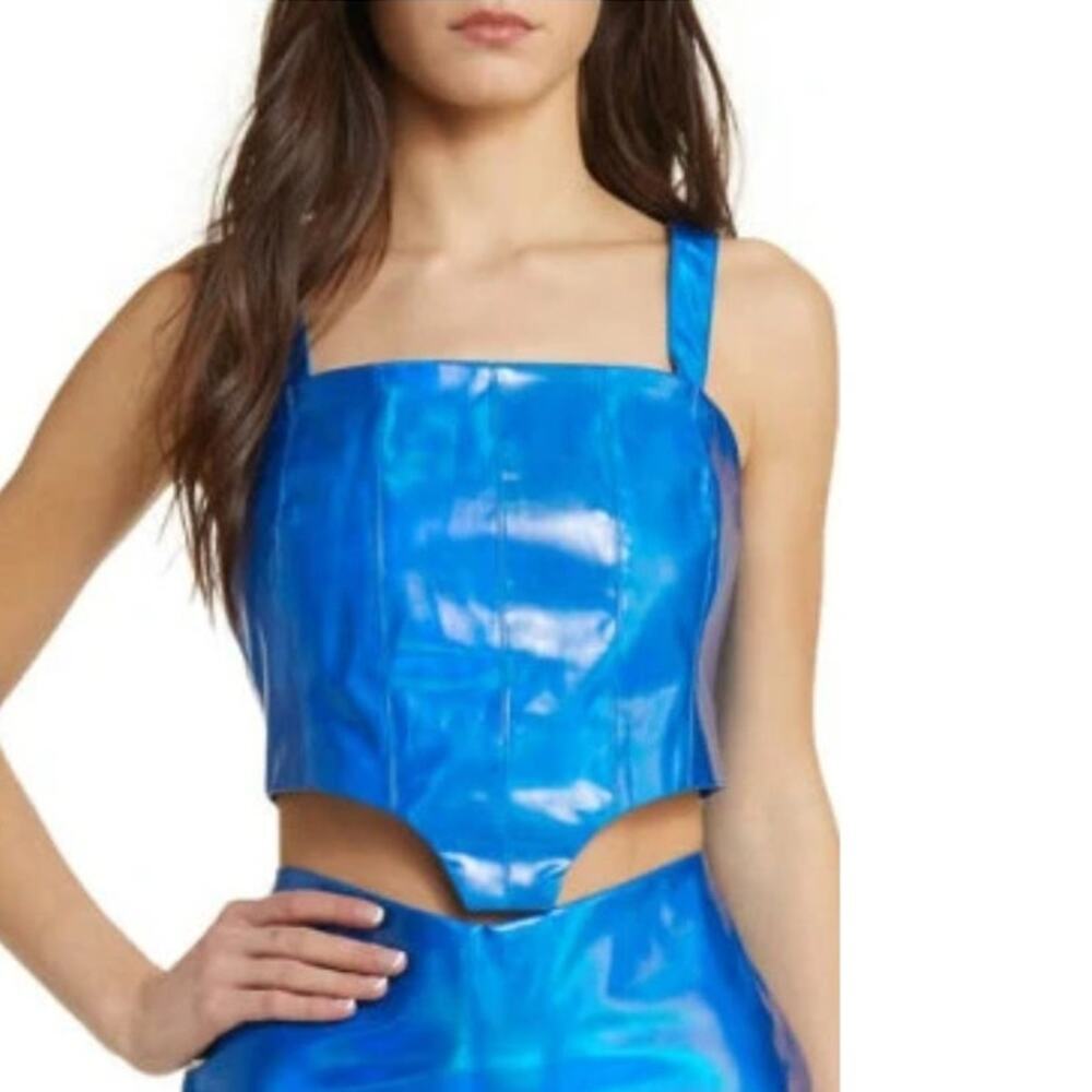 NWOT Something New Metallic Corset Cropped Top Sz XS
